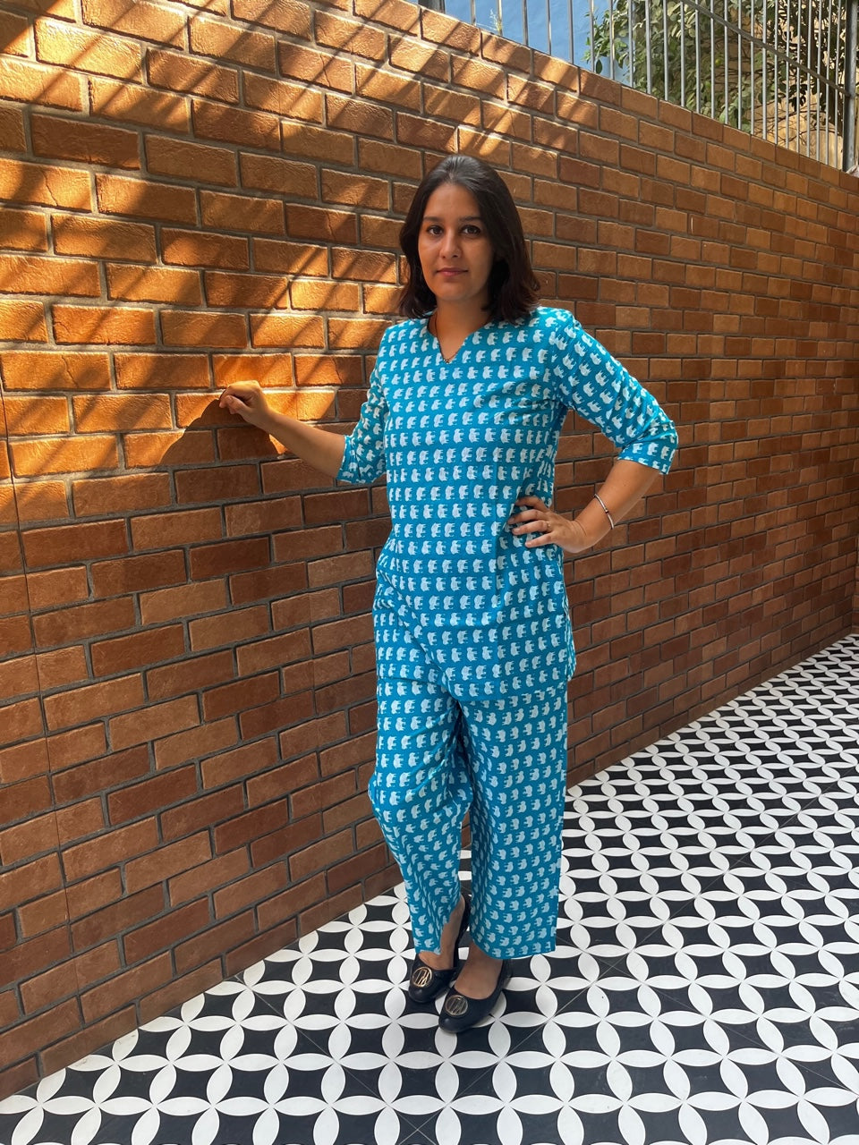 Blue Elephant print Co-ord set