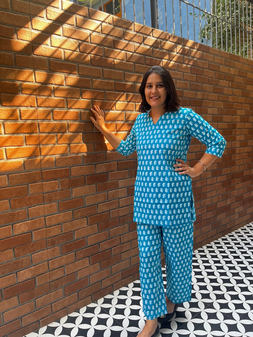 Blue Elephant print Co-ord set